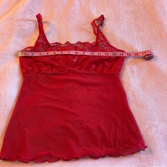 Jezebel Y2K red lace and fishnet sheer camisole size M floral - Picture 8 of 9